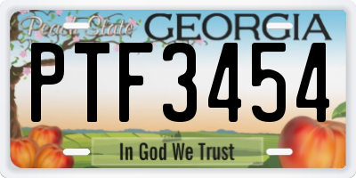 GA license plate PTF3454