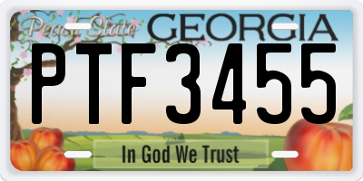 GA license plate PTF3455
