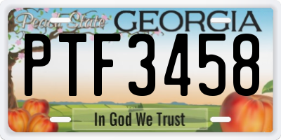 GA license plate PTF3458