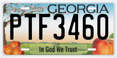 GA license plate PTF3460