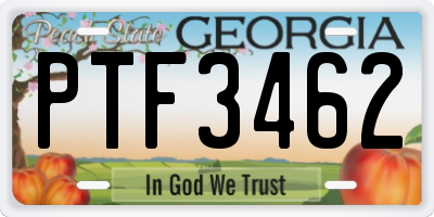 GA license plate PTF3462