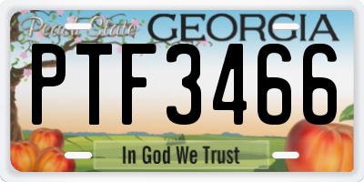 GA license plate PTF3466