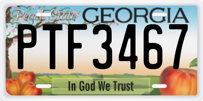 GA license plate PTF3467