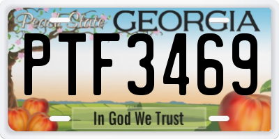GA license plate PTF3469