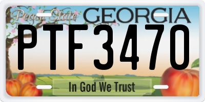 GA license plate PTF3470