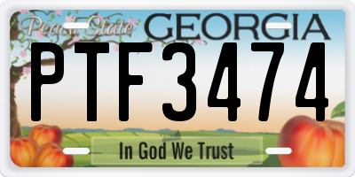 GA license plate PTF3474