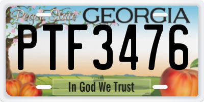 GA license plate PTF3476