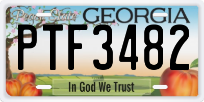GA license plate PTF3482