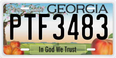 GA license plate PTF3483