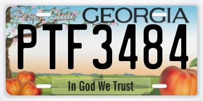GA license plate PTF3484
