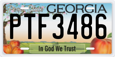 GA license plate PTF3486