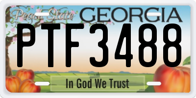GA license plate PTF3488
