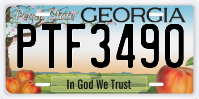GA license plate PTF3490