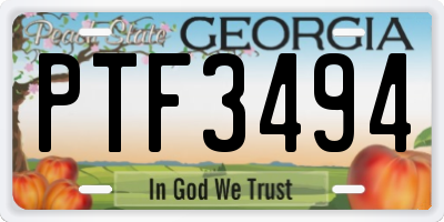 GA license plate PTF3494