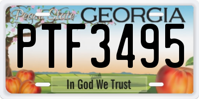 GA license plate PTF3495