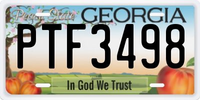 GA license plate PTF3498