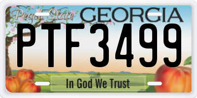 GA license plate PTF3499