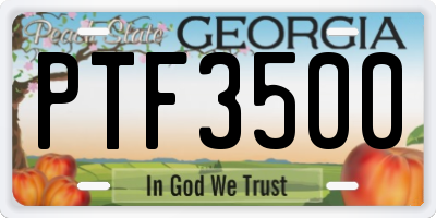GA license plate PTF3500