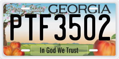 GA license plate PTF3502