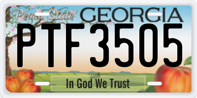 GA license plate PTF3505