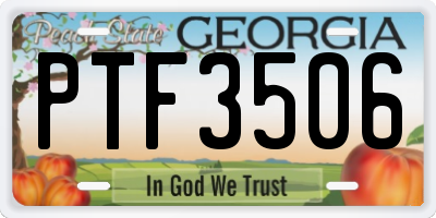 GA license plate PTF3506