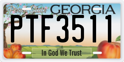 GA license plate PTF3511