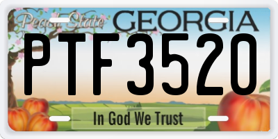 GA license plate PTF3520