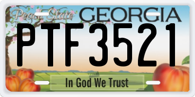 GA license plate PTF3521