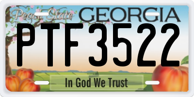 GA license plate PTF3522