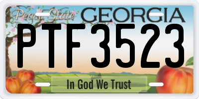 GA license plate PTF3523