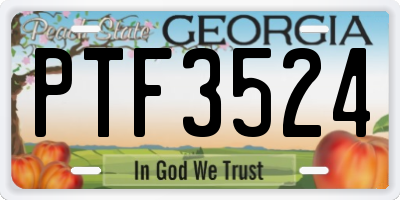 GA license plate PTF3524
