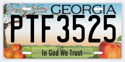 GA license plate PTF3525