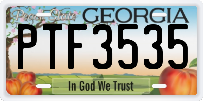 GA license plate PTF3535