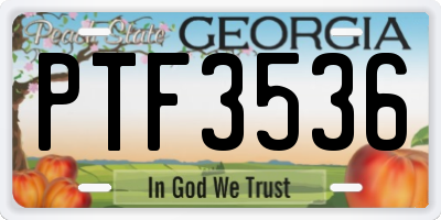 GA license plate PTF3536