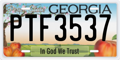 GA license plate PTF3537