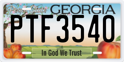 GA license plate PTF3540