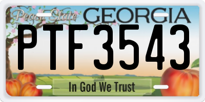 GA license plate PTF3543
