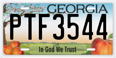 GA license plate PTF3544