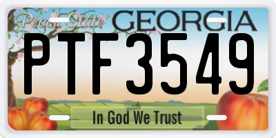 GA license plate PTF3549