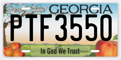 GA license plate PTF3550