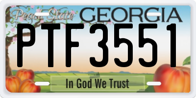 GA license plate PTF3551