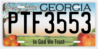 GA license plate PTF3553