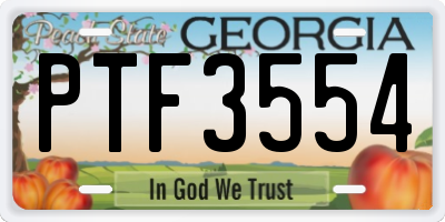 GA license plate PTF3554