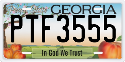 GA license plate PTF3555