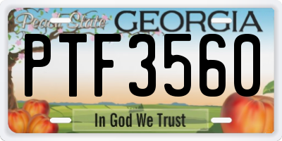 GA license plate PTF3560