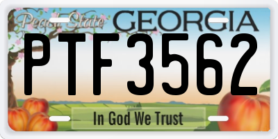 GA license plate PTF3562