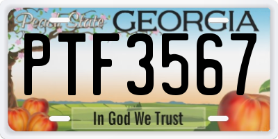 GA license plate PTF3567