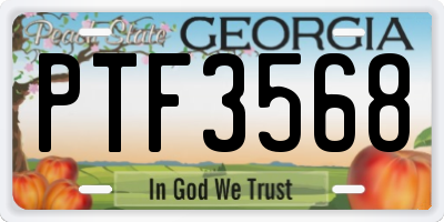 GA license plate PTF3568