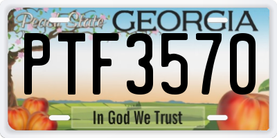 GA license plate PTF3570