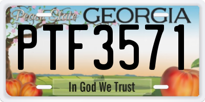 GA license plate PTF3571